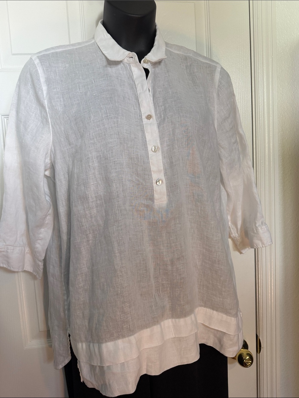 J. Jill White Linen Blend Button-Down Tunic